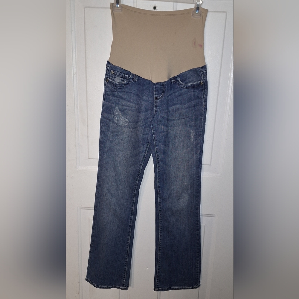 Maternity Jeans With Panel~Distressed Denim ~Small